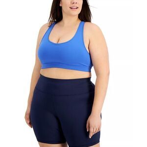 ID Ideology Performance Plus Size Medium Impact Sports Bra Blue Illusion